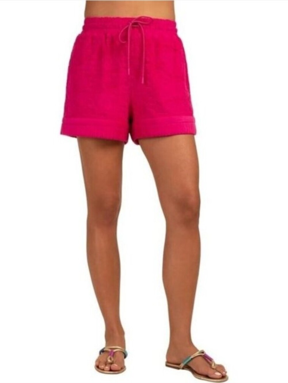 Trina Turk Out Of Office Terry Cloth Drawstring Shorts Size M